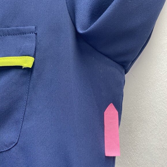 TOBI Semi Sheer Slit Crew Neck Long Sleeve Blouse Women Small Navy Hi-Lo Hem - Picture 4 of 16